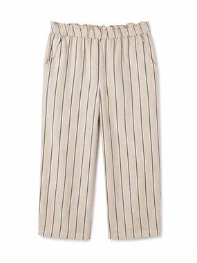 Penningtons Beige Striped Pull On Wide Leg Linen Blend Pants 2X